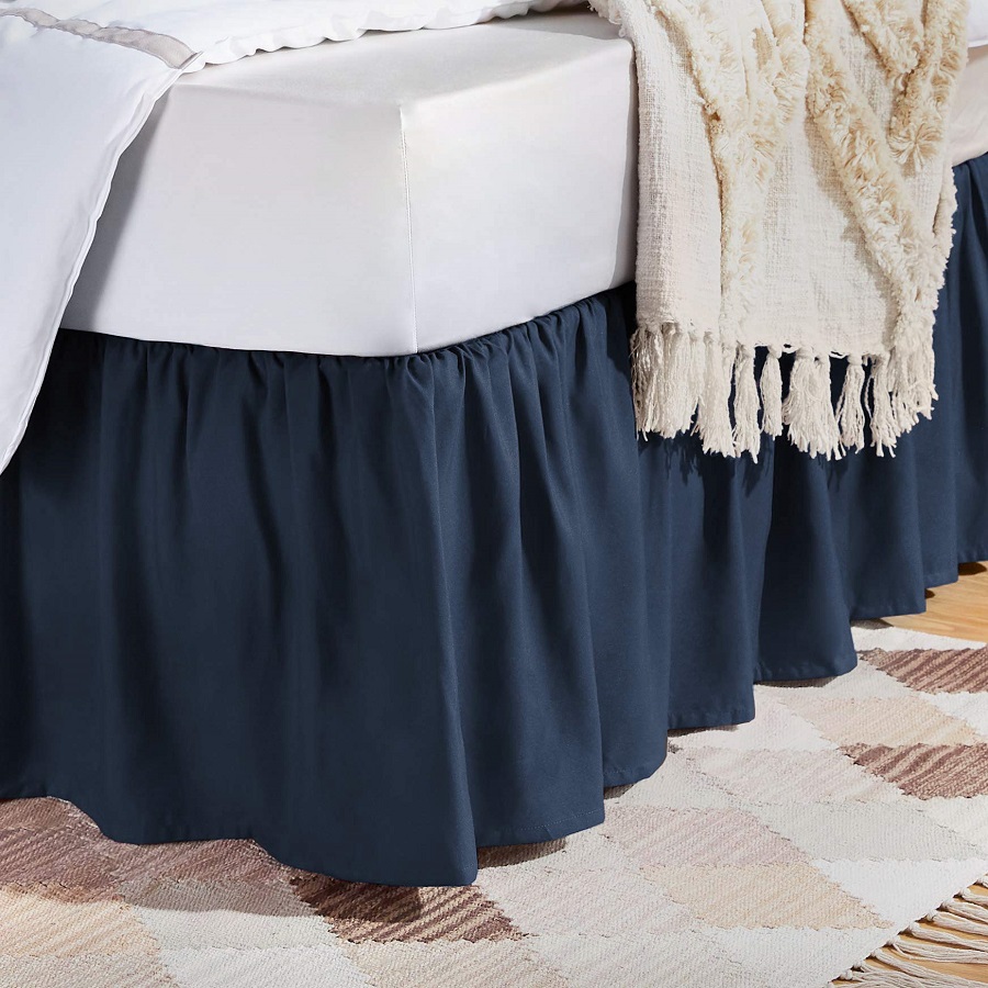 Navy bed skirt