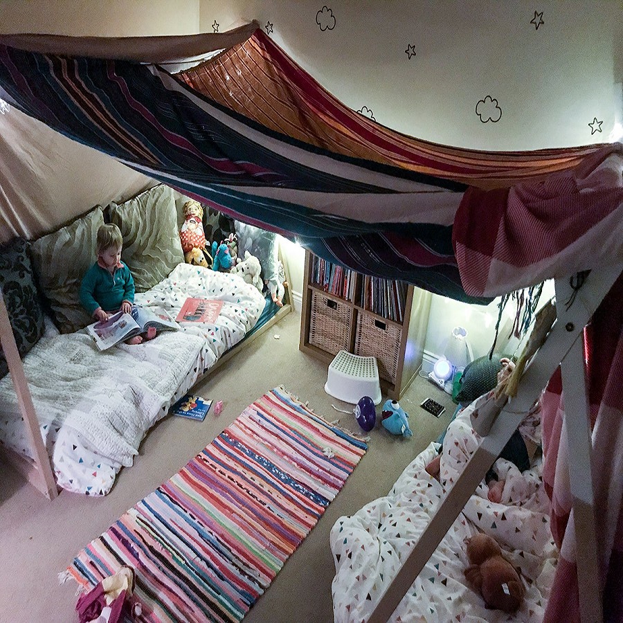 bedroom blanket fort