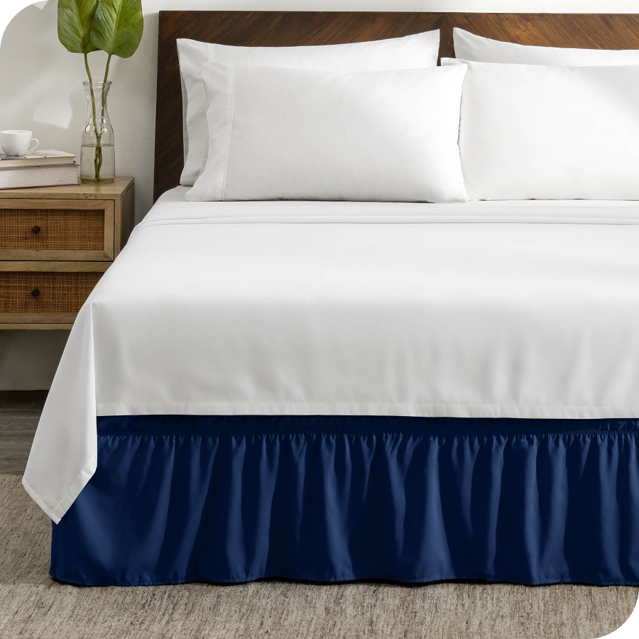 Navy bed skirt